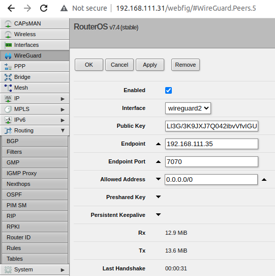 mikrotik2 wireguard peer