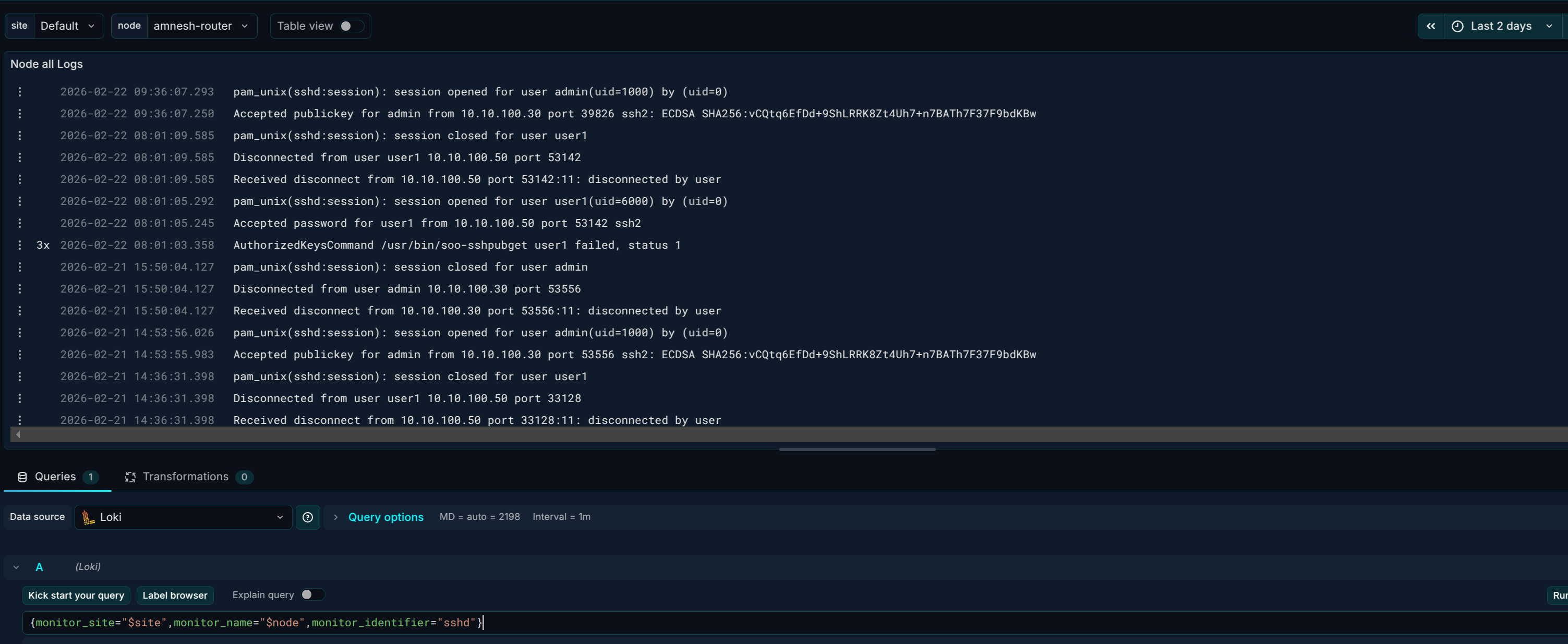 پنل لاگ — systemd یا zebra
